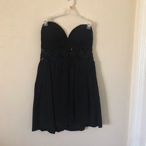 Showpo black strapless sweetheart lace dress